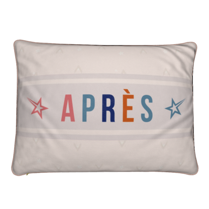 Après‑ski cushion, retro colours, soft velvet