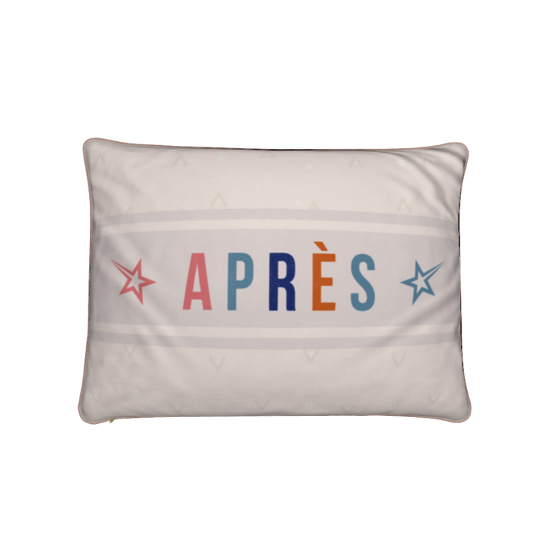 Après‑ski cushion, retro colours, soft velvet