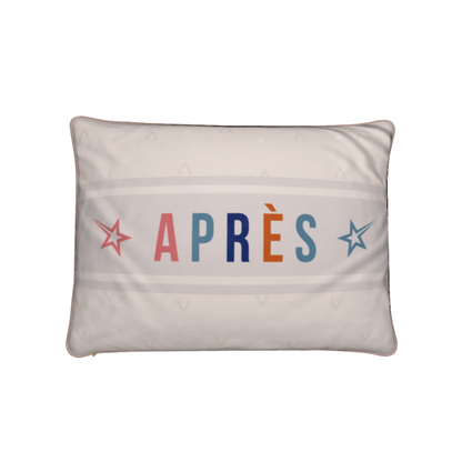 Après‑ski cushion, retro colours, soft velvet