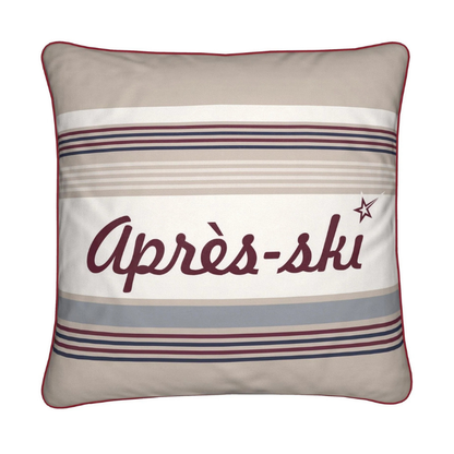 Après-ski Cushion, Beige and Burgundy, Velvet