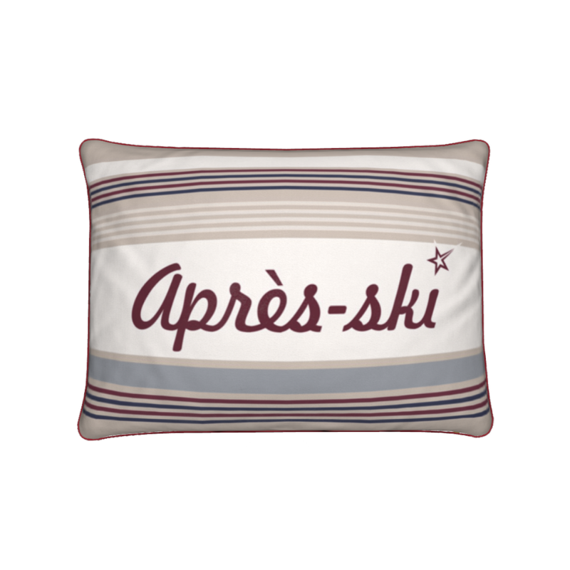 Après-ski Cushion, Beige and Burgundy, Velvet