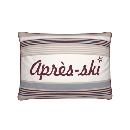 Après-ski Cushion, Beige and Burgundy, Velvet