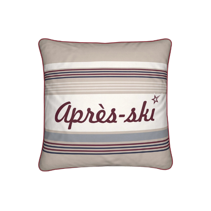 Après-ski Cushion, Beige and Burgundy, Velvet