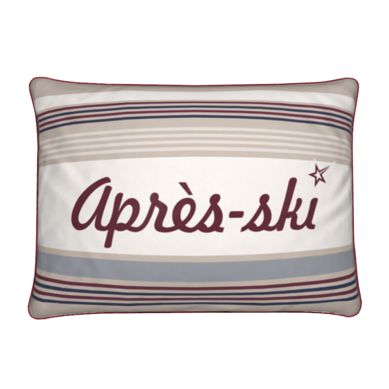 Après-ski Cushion, Beige and Burgundy, Velvet