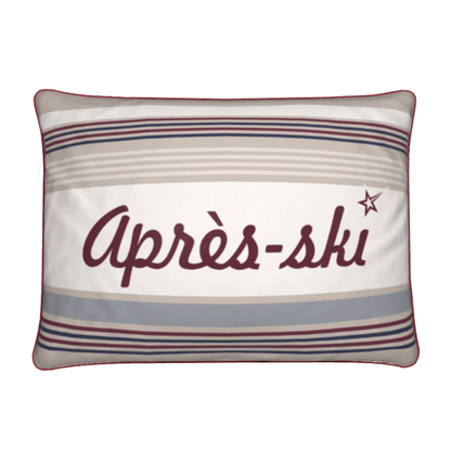 Après-ski Cushion, Beige and Burgundy, Velvet