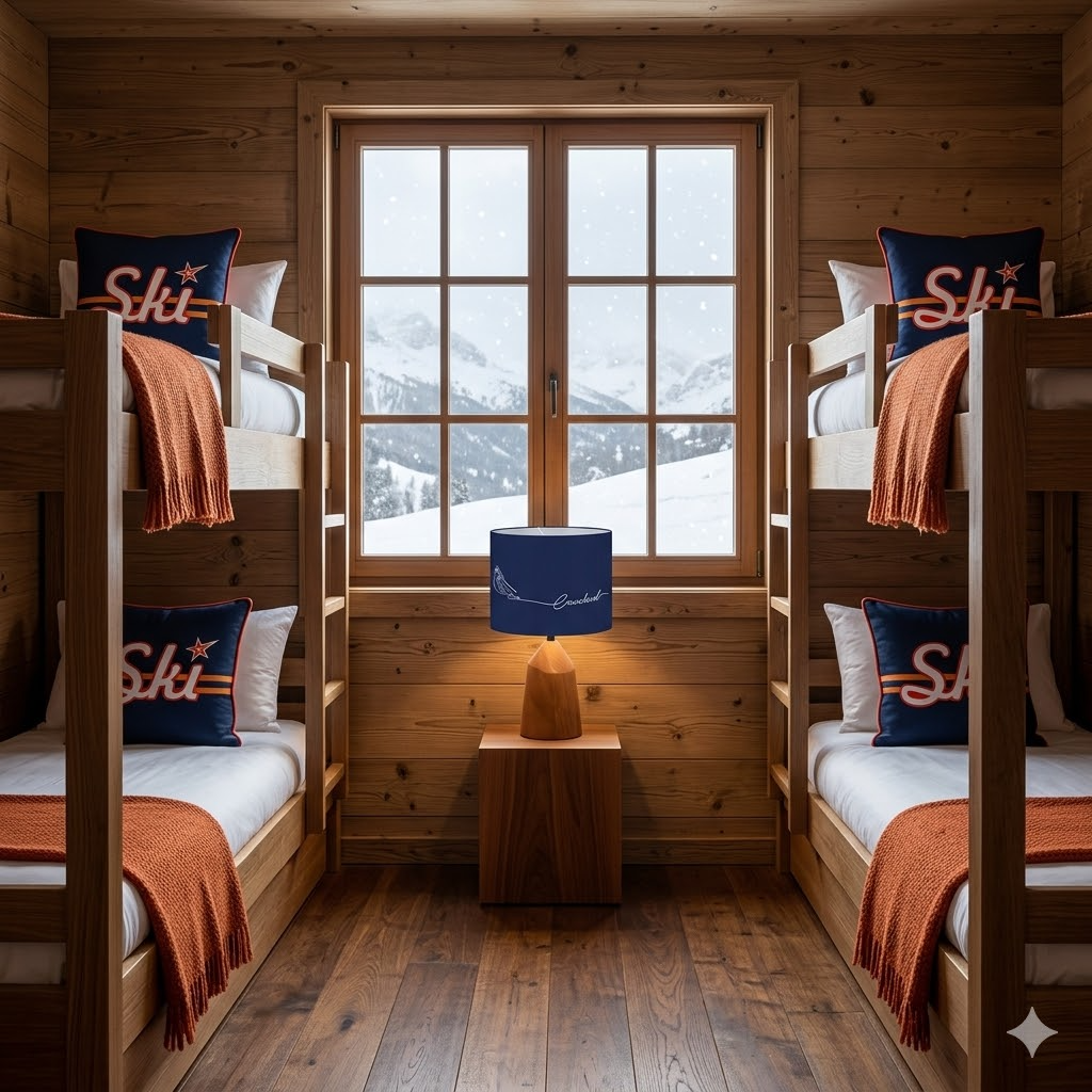 Weiches Akzentkissen aus Samt mit Niseko-Motiv für Chalet 