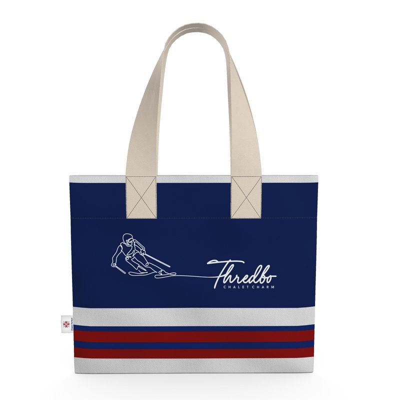 Red and Blue Ski Themed Chalet Charm Shopping Tote