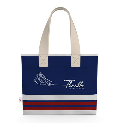 Red and Blue Ski Themed Chalet Charm Shopping Tote