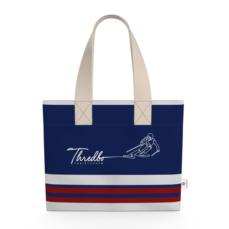 Chalet Charm Thredbo blue and burgandy shopping tote