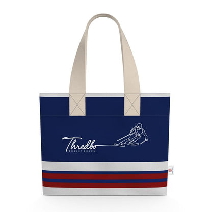 Chalet Charm Thredbo blue and burgandy shopping tote