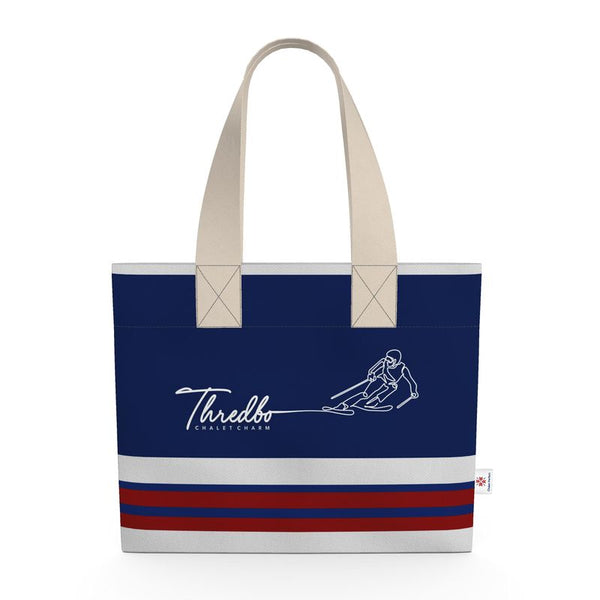 Chalet Charm Thredbo blue and burgandy shopping tote
