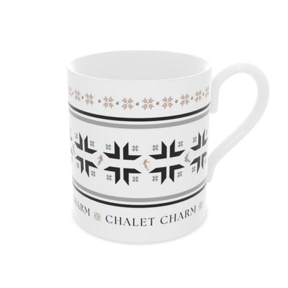 White Retro Ski Bone China Mug