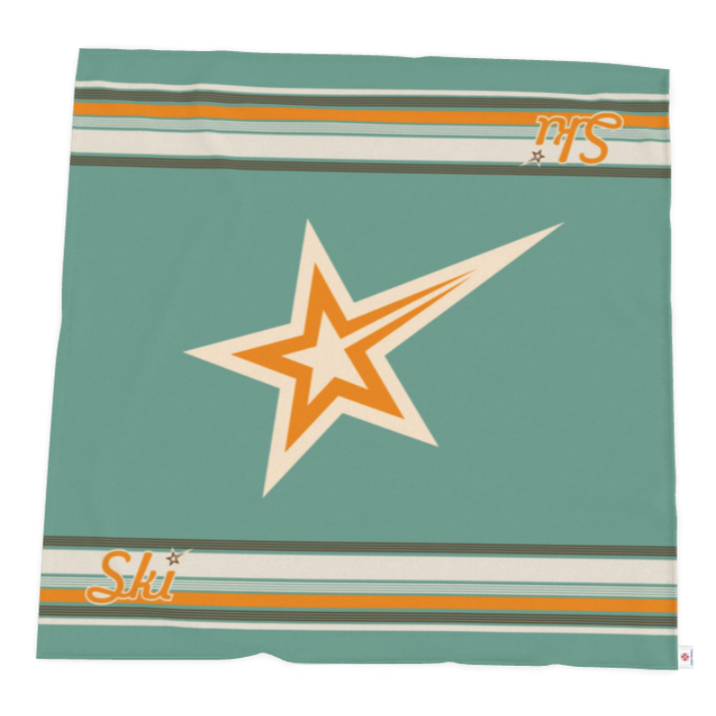 Throw Blanket, SKI Themed, Green and Gold