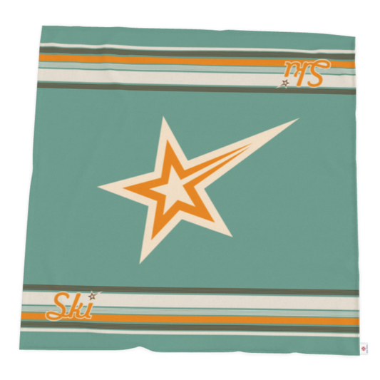 Throw Blanket, SKI Themed, Green and Gold