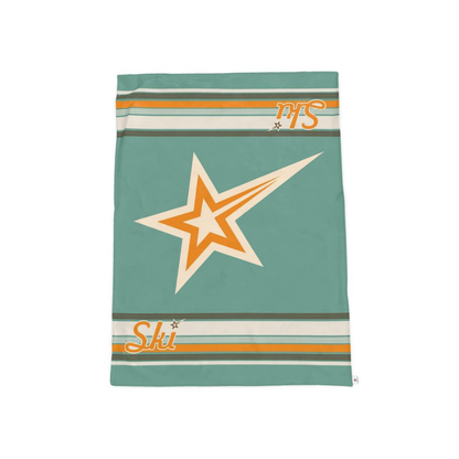 Throw Blanket, SKI Themed, Green and Gold