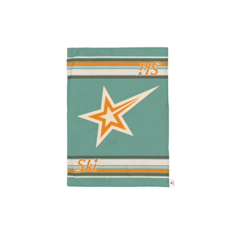 Throw Blanket, SKI Themed, Green and Gold