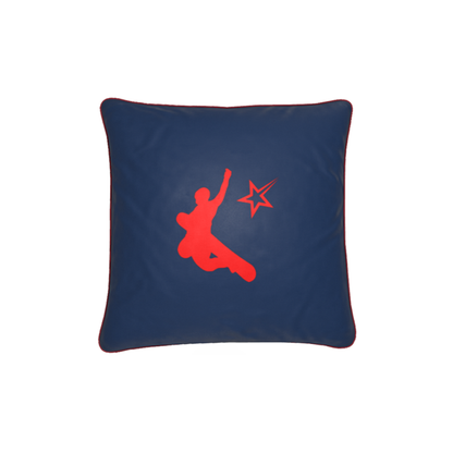 Chamonix Red and Blue Soft Velvet Chalet Cushion with Snowboarder
