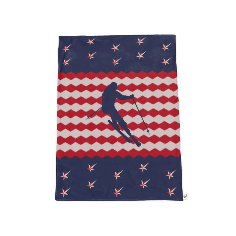 Throw blanket, Ski Themed, Red, White and Blue
