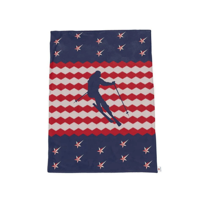 Throw blanket, Ski Themed, Red, White and Blue
