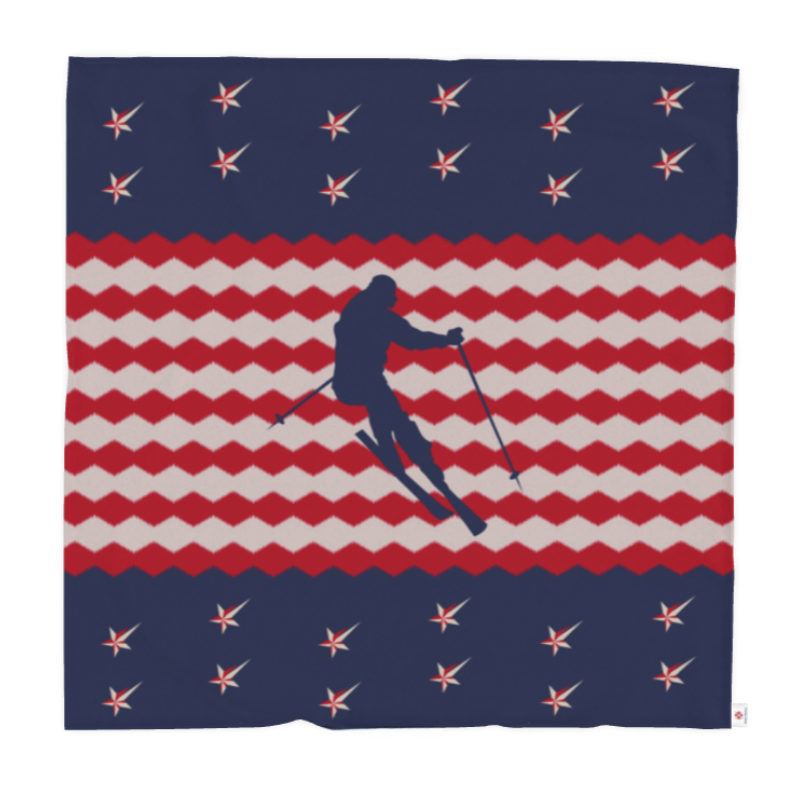 Throw blanket, Ski Themed, Red, White and Blue