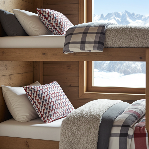 Kissen mit Chalet-Motiv „Courchevel Houndsboot“
