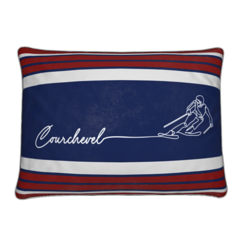 Courchevel Skier, Soft Velvet Chalet Cushion