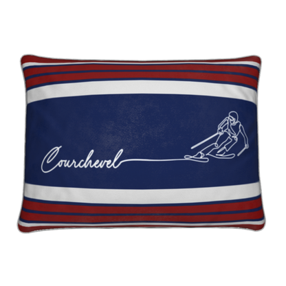 Courchevel Skier, Soft Velvet Chalet Cushion