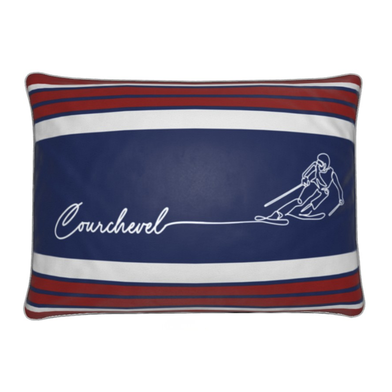 Courchevel Skier, Soft Velvet Chalet Cushion
