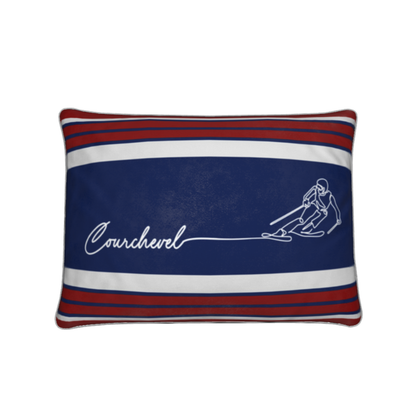 Courchevel Skier, Soft Velvet Chalet Cushion