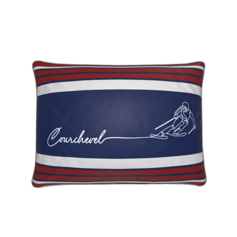 Courchevel Skier, Soft Velvet Chalet Cushion