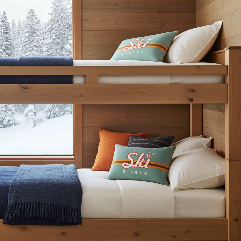 Japanese, Niseko Themed Soft Velvet Chalet Cushions Personalised