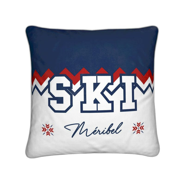 Meribel Cushion Red white and blue with SKI written on the front