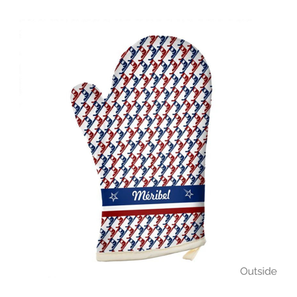 カスタマイズ可能な赤、白、青のオーブン グローブ/ミット、スキー ブーツ デザイン