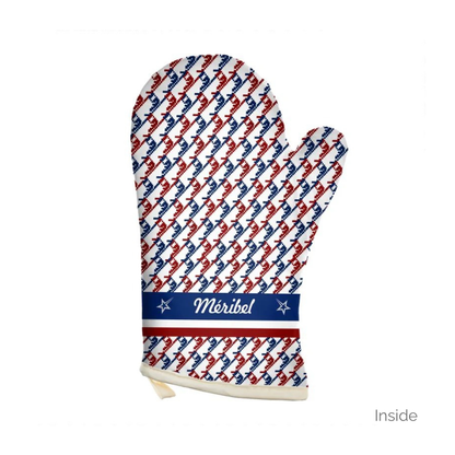 カスタマイズ可能な赤、白、青のオーブン グローブ/ミット、スキー ブーツ デザイン