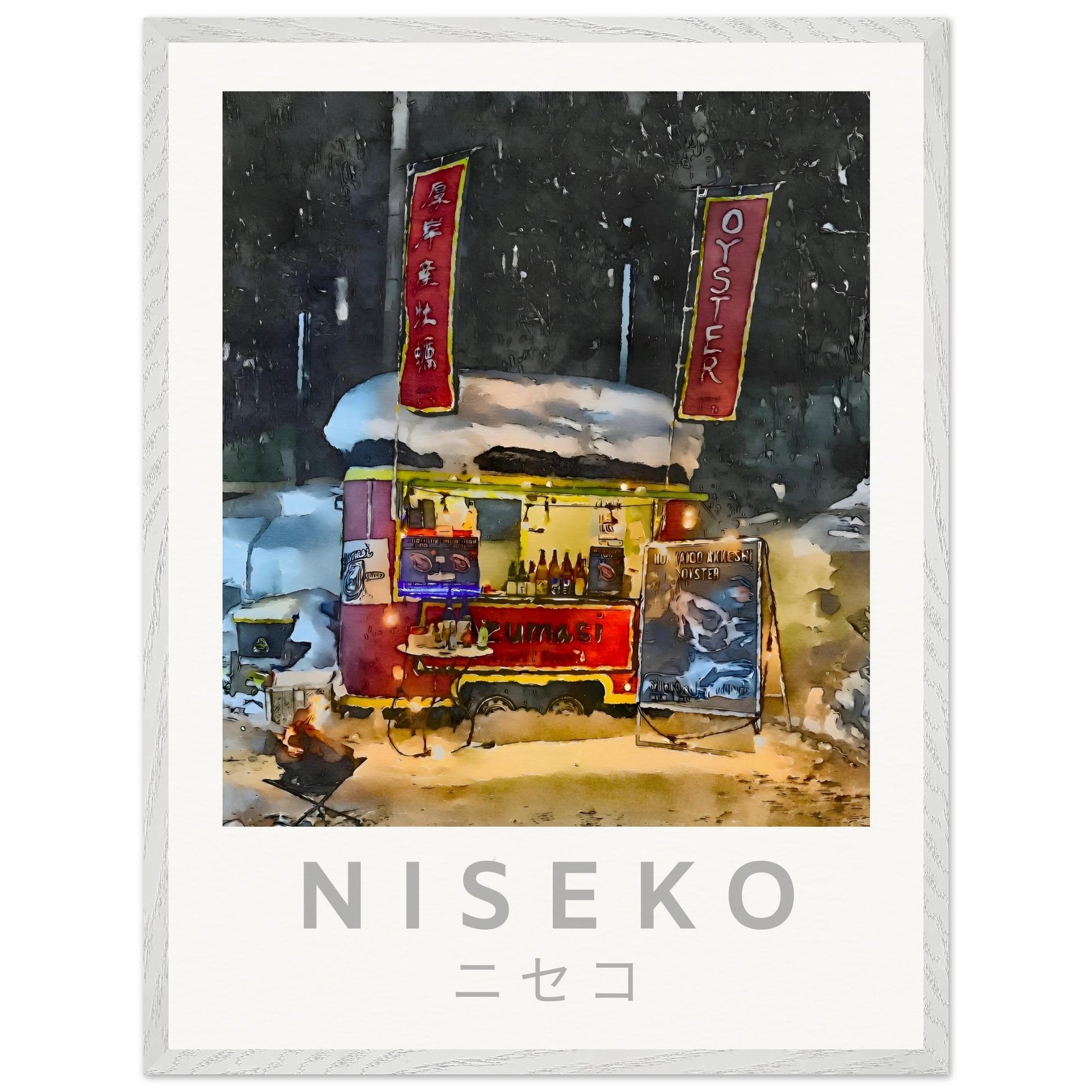 Niseko Food Truck Selling Oysters Frame Artwork