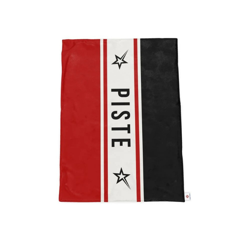 Throw Blanket, Ski Themed, Black and Orange, Retro, PISTE