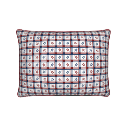 shooting star red white and blue check cushion