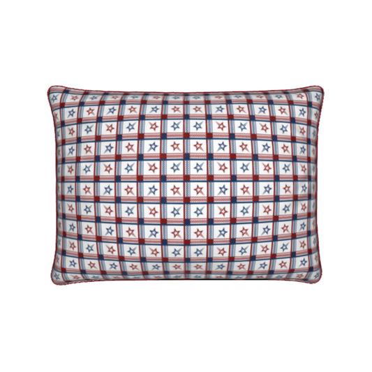 shooting star red white and blue check cushion
