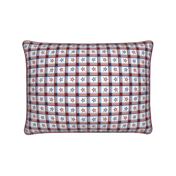 shooting star red white and blue check cushion
