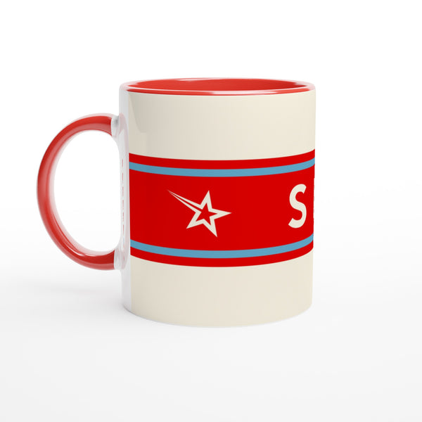 Retro Ski Mug Beige, Light Blue and Orange