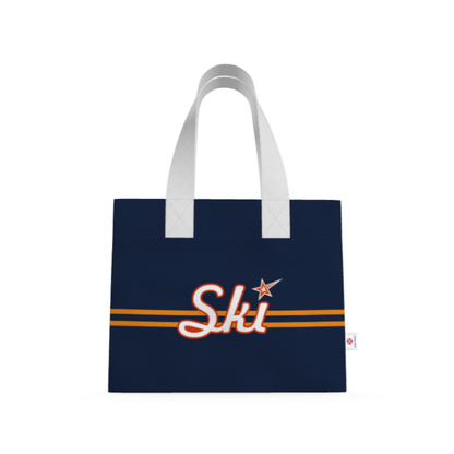 Retro Ski Shopping Tote, Blue and Orange