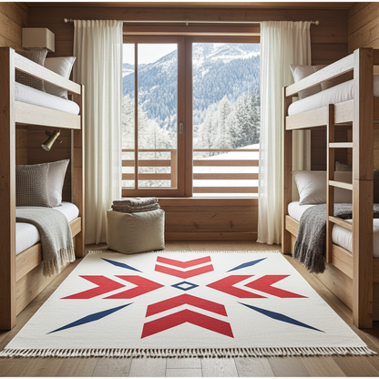 Rug with Snowflake for Chalet Living or Bunk Room
