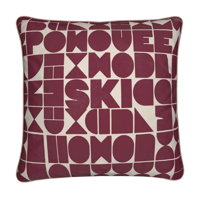 SKI CLUB, Burgundy and Rose Soft Velvet Cushion