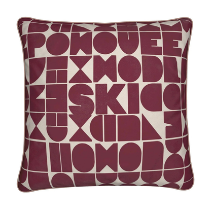 SKI CLUB, Burgundy and Rose Soft Velvet Cushion