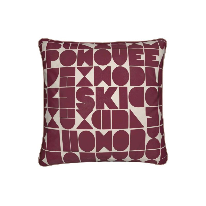 SKI CLUB, Burgundy and Rose Soft Velvet Cushion