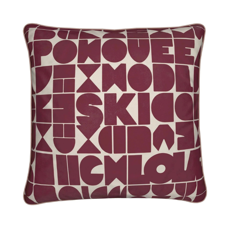 SKI CLUB, Après-Bar Cushion, Burgundy and Rose Soft Velvet