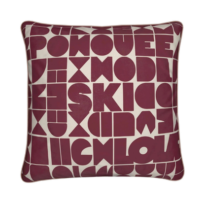 SKI CLUB, Après-Bar Cushion, Burgundy and Rose Soft Velvet