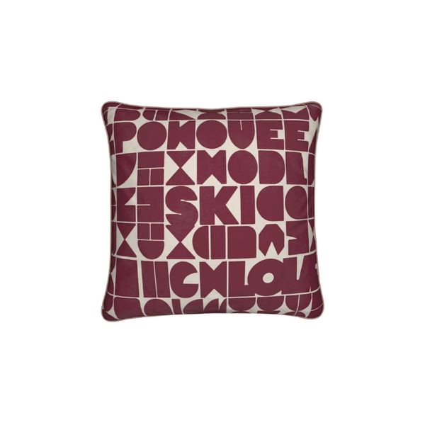 SKI CLUB, Après-Bar Cushion, Burgundy and Rose Soft Velvet
