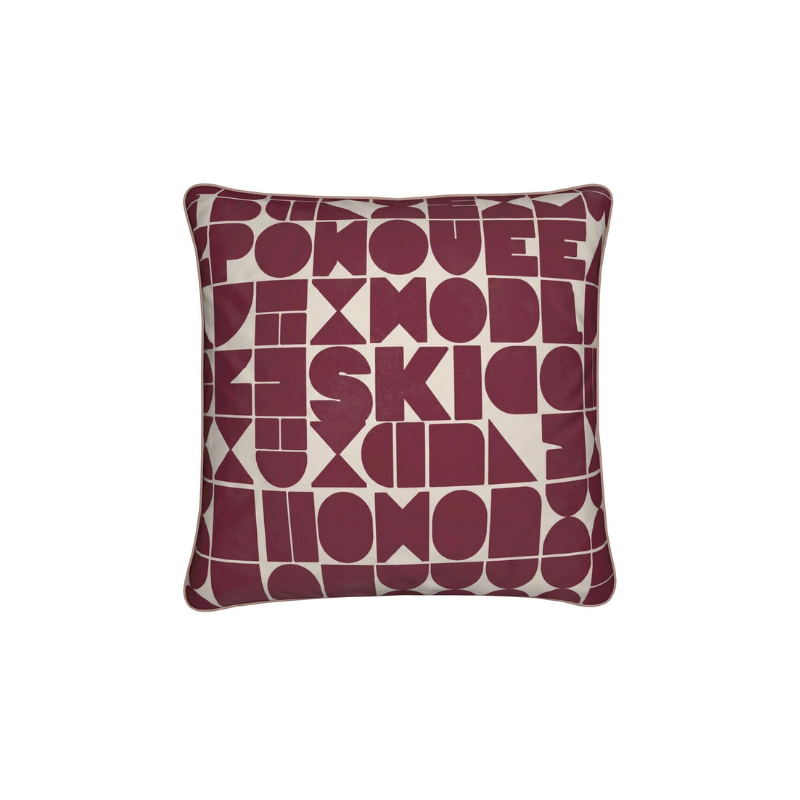 SKI CLUB, Burgundy and Rose Soft Velvet Cushion
