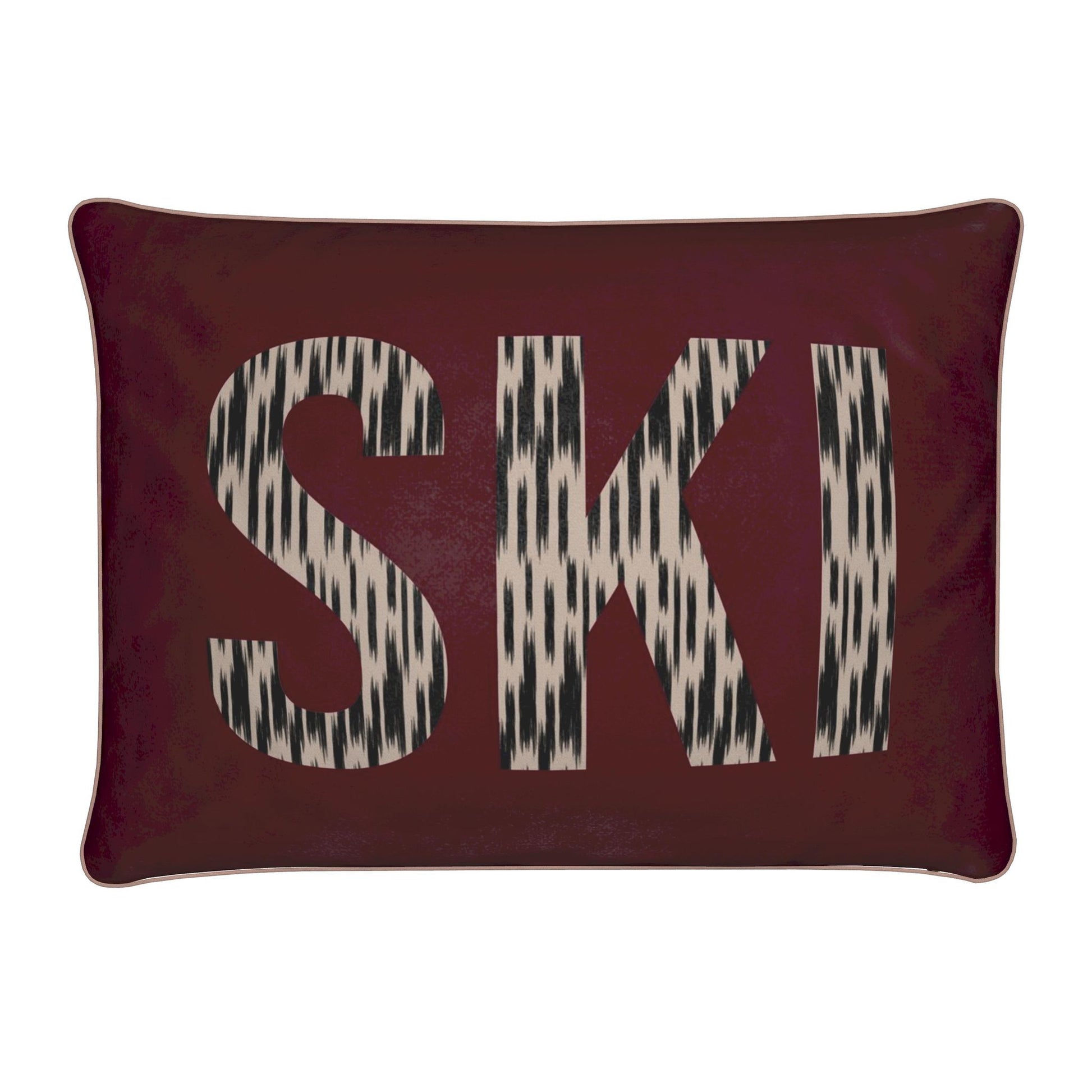 BURGUNDY VELVET RECTANGULAR SKI CUSHION
